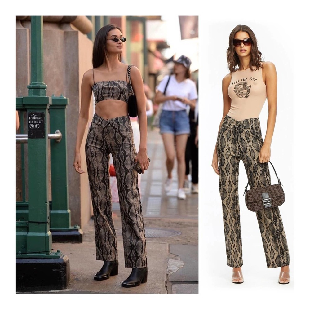 NEW I AM GIA Capricorn Snakeskin Pant in Nude Size Small